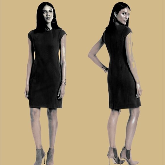 NWT Cynthia Fields New York Double Knit Sheath Dress Sz 2 Charcoal Rare - Picture 1 of 10